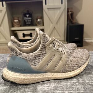 Adidas Ultra Boost Beige and Blue Sneakers